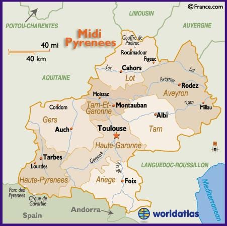 карта Тулуза и околине