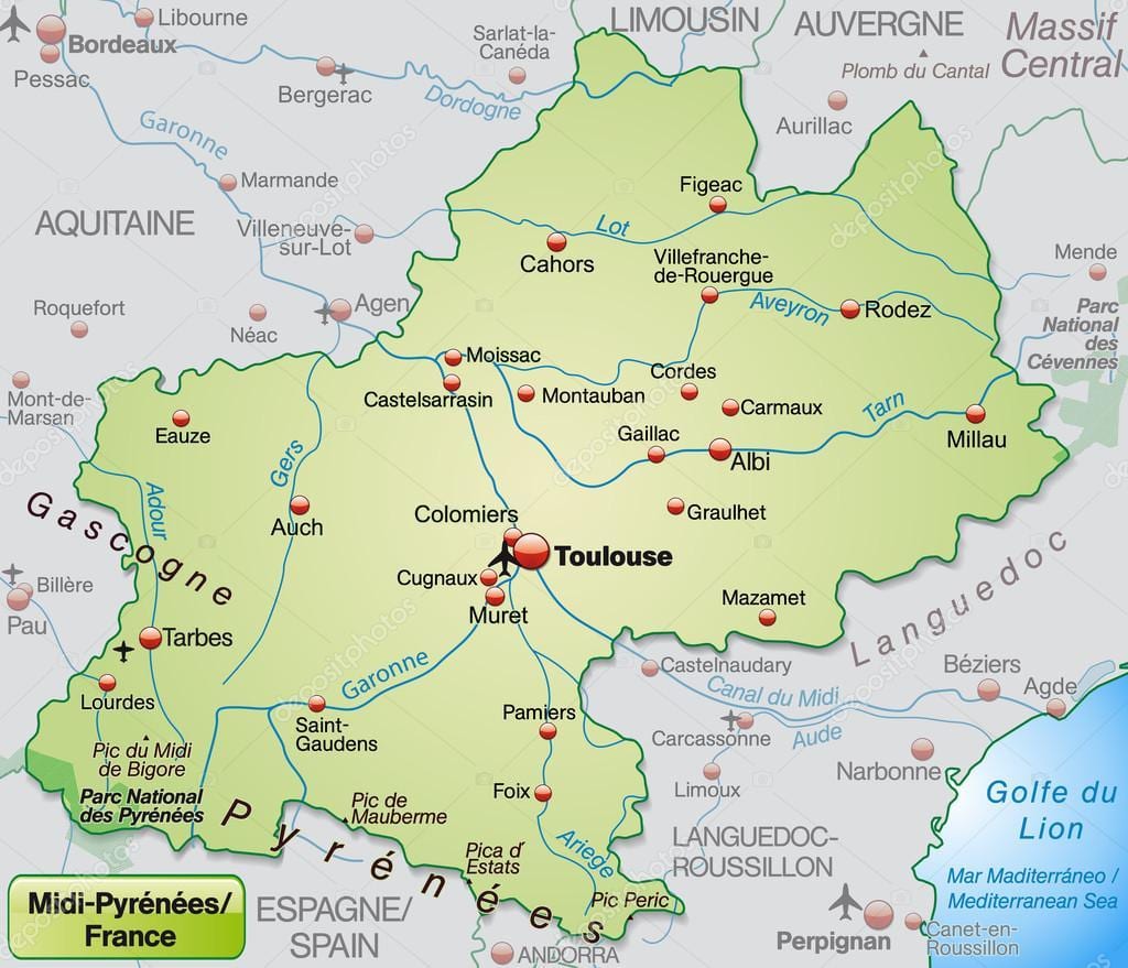 Карта регион Тулуз